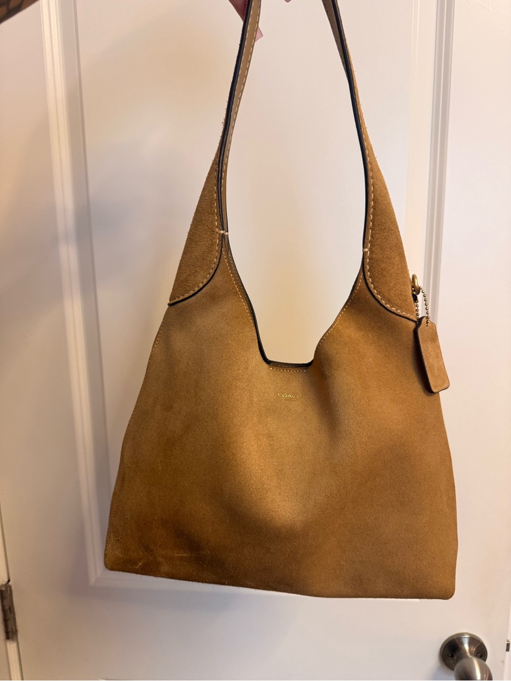Coach Brooklyn 28 Suede Shoulder Bag in Tan